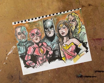 ORIGINAL ART The Justice League Caricatured