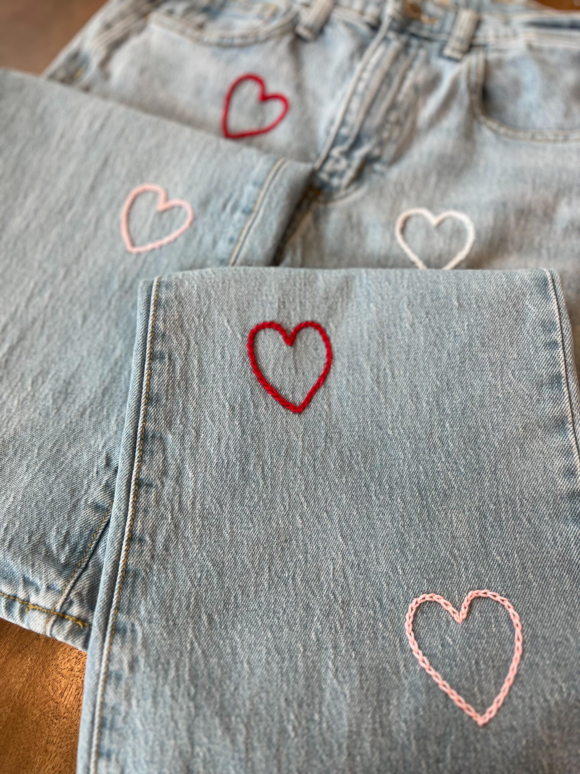 andmary AM1528 Heart stitch denim stitch denim Heart navy blue M