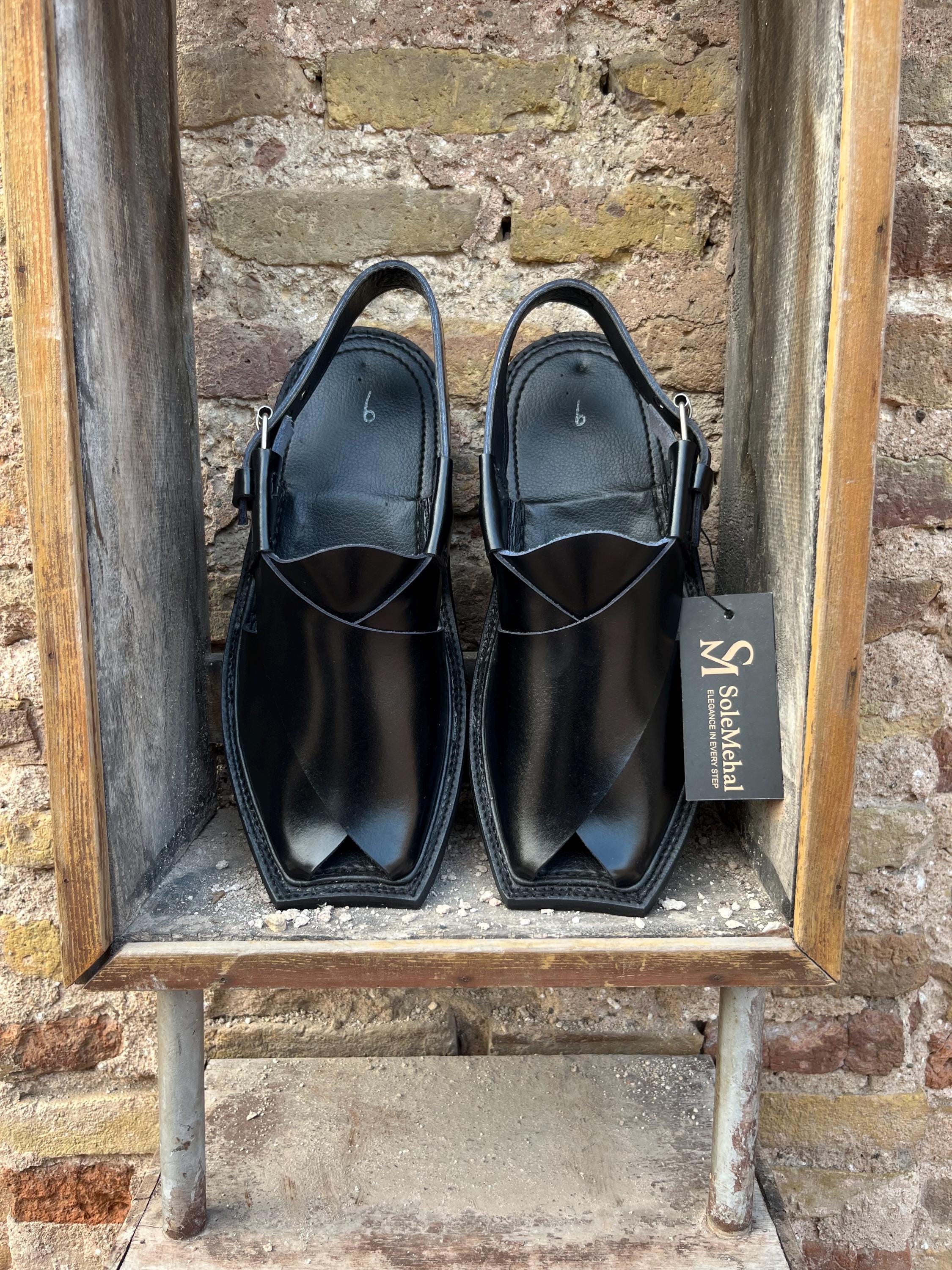 Handmade Black Leather Peshawari Chappal | Traditional  display picture 2