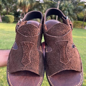 Handmade Dark Brown Suede Peshawari Panjadara Chappal | Traditional Pakistani Sandals | SoleMehal Exclusive