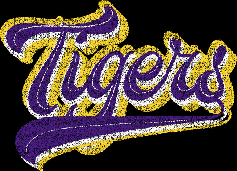 Tigers Word Art Purple and Gold Sublimation Design PNG Distressed - Etsy