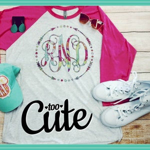 Personalized Monogram Raglan with Arrow Font with print pattern great for every day wear