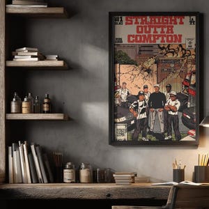 NWA Comic Poster Hip Hop Wall Art Straight Outta Compton Digital Download Wall Art Easy E Ice Cube  Music Art Dr Dre West Wallpaper Rap USA
