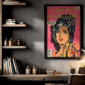 Amy Winehouse Wall Art love is a Losing Game Digital Download Back to Black Printable Art JPG Instant Print Music Comic Book Wallpaper USA
