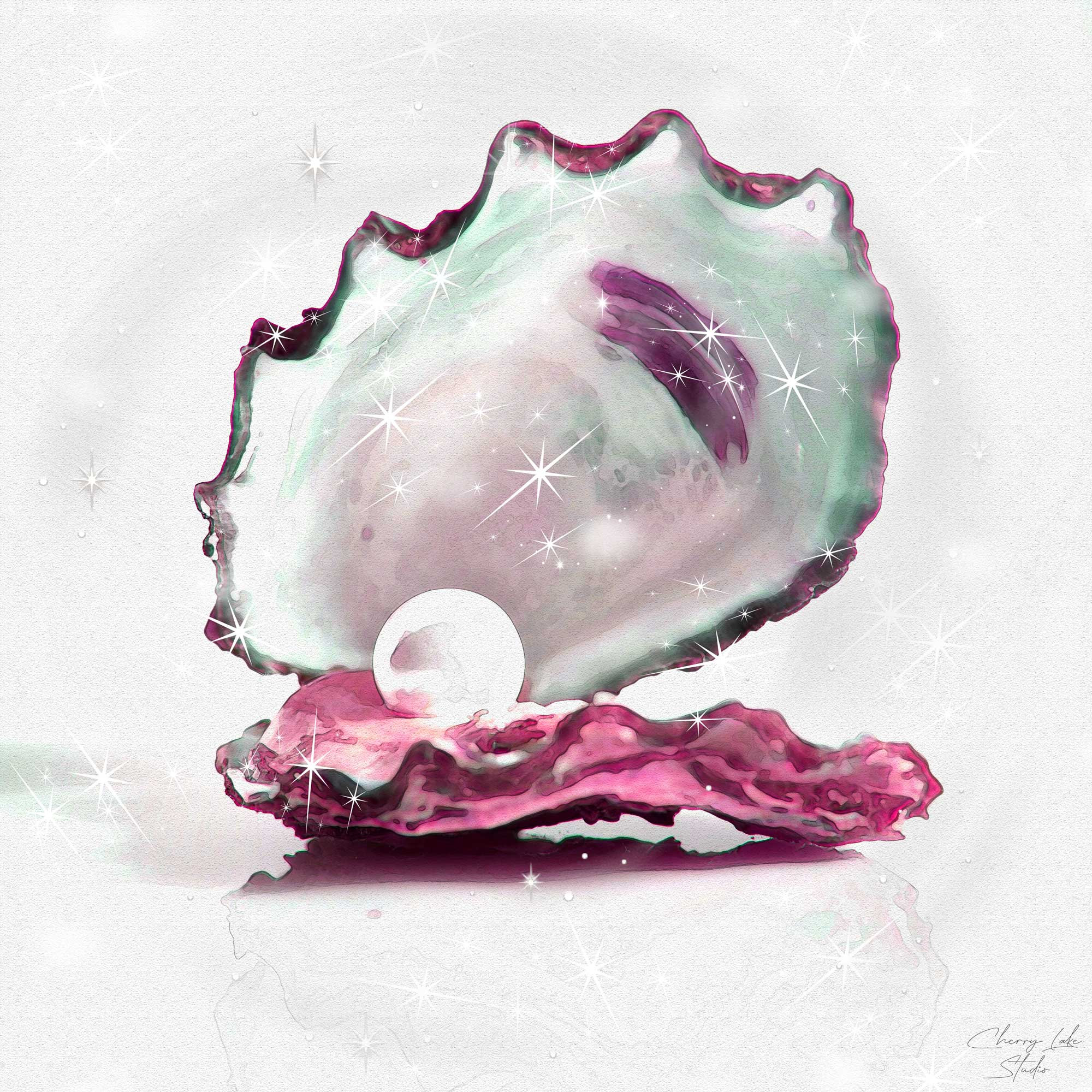 Oyster with Pearl Art Print Instant Download Nautical Etsy