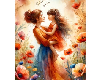 Mother And Daughter Eternal Love Art Print | Original Art | Cherry Lake Studio