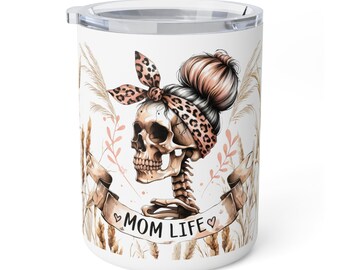 Mom Life Insulated Travel Mug with Lid and Handle 12 oz | Cherry Lake Studio