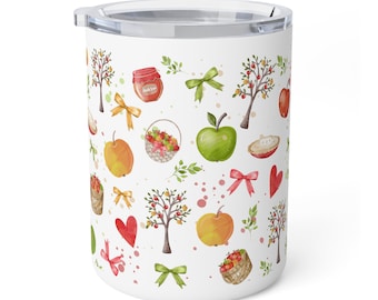 Everything Apples Insulated Travel Mug with Lid and Handle 12 oz | Cherry Lake Studio