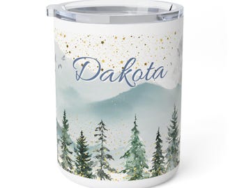Personalized Pine Mountain Travel Mug: Cottagecore Nature Lover Gift