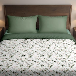 Watercolor Floral Duvet Cover: Botanical Cottagecore Bedding