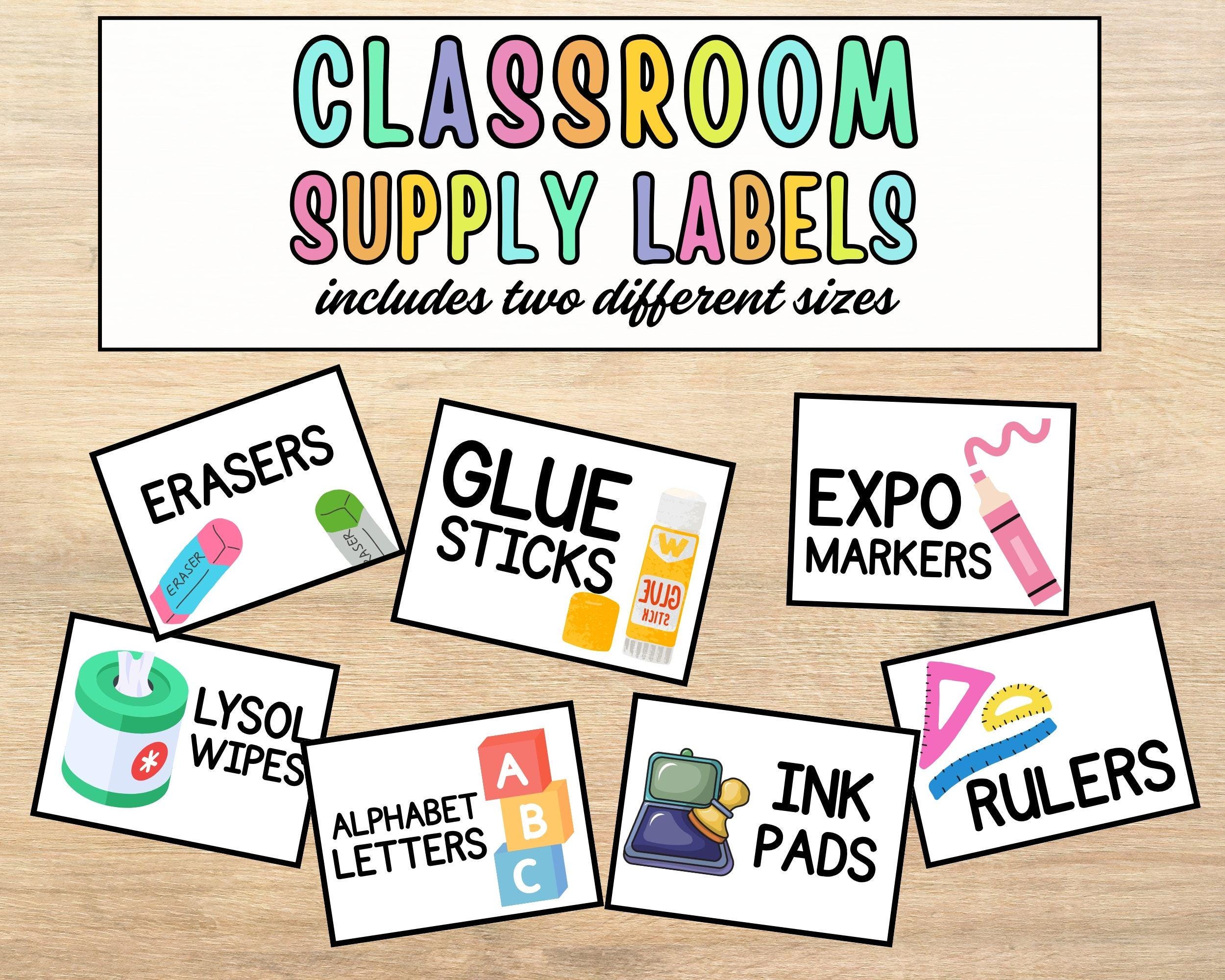 Editable Classroom Supply Labels With Pictures: Rainbow Decor (digital ...