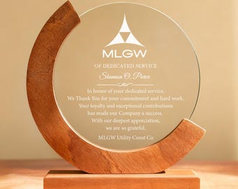 Employee Award of the Year 2025 | Personalized Clear Award Plaque | Trophy Award | Corporate Trophy Award | Custom Award
