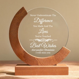 Personalized Glass Award, Employee, Retirement, Appreciation Gift, Graduation, Plaque, Crystal Award, Thank you, Engraved Trophy, of Month