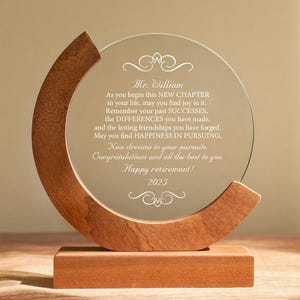 Personalised Glass Employee Award, Retirement Appreciation, Leaving Gifts for Employee, Retirement Award with Laser Engraving, Long Service
