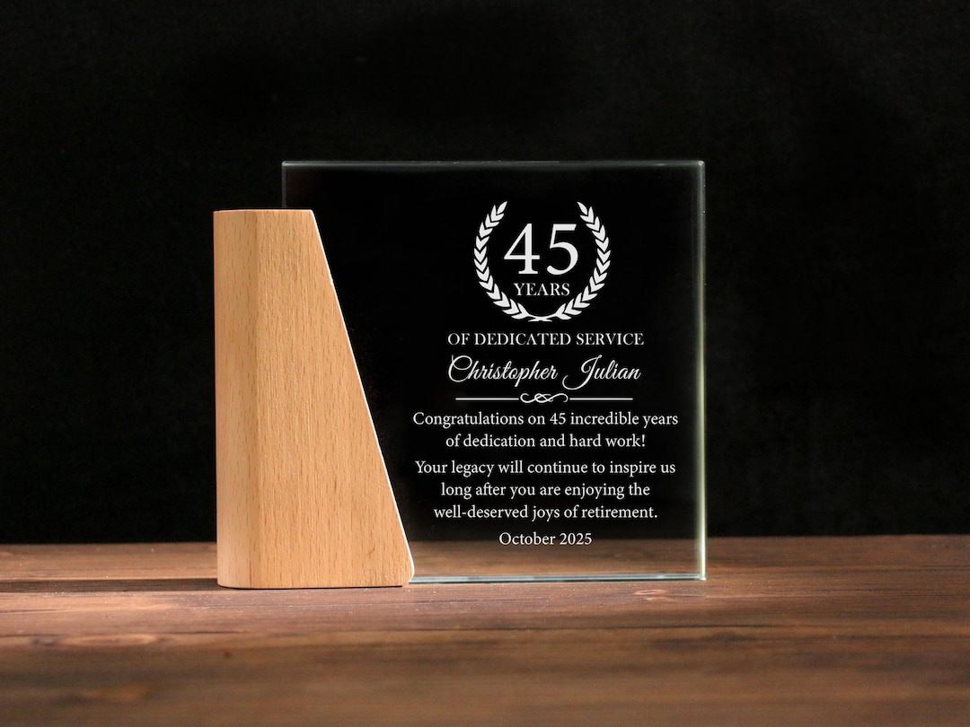 45 Years of Dedicated Service Award, Personalized Employee Crystal ...