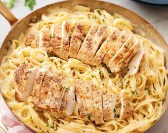 Chicken Alfredo Recipe Digital Recipe Printable Recipe Instant Download PDF Easy Recipe Kitchen Cooking Gift Printable Recipe Download