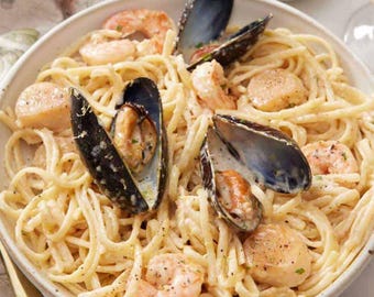 Seafood Pasta Digital Recipe Printable Recipe Instant Download PDF Easy Recipe Kitchen Cooking Gift Recipe Printable Recipe Download