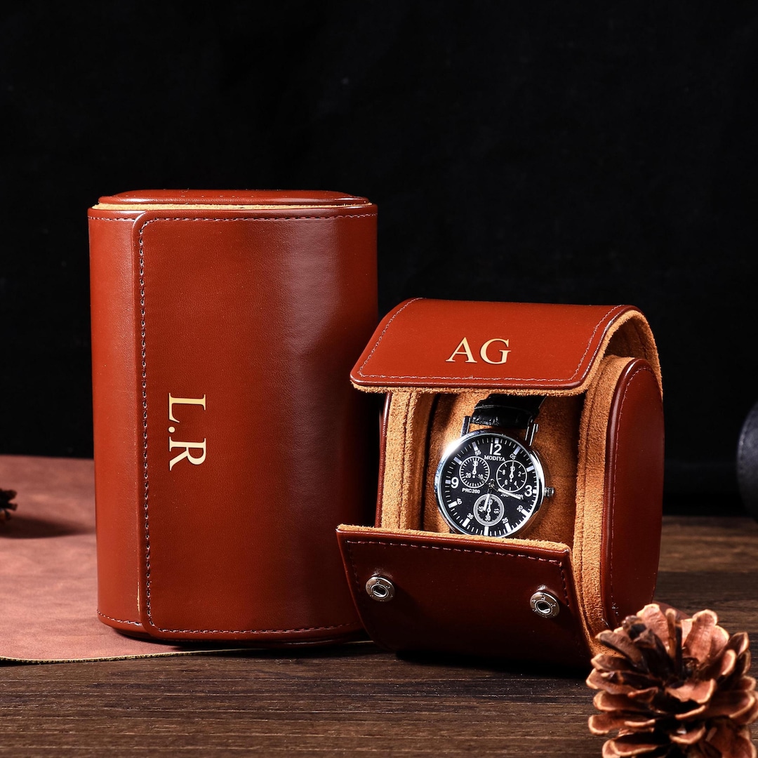 Personalized Leather Watch Box, Monogrammed Watch Holder, Valentines ...