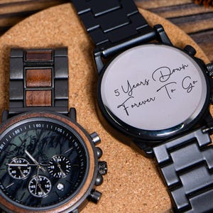 5th Anniversary Gift Five Years Down Wood Anniversary Gift For Him,Wooden Watches For Men,Personalized Engraved Men&#39;s Watch,Gift For Husband