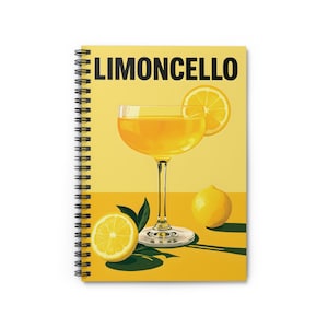 Limoncello-Themed Spiral Notebook, Bright Yellow, Perfect for Party Planning, Gift for Cocktail Lovers, Summer Vibe Journal, Fun Stationery