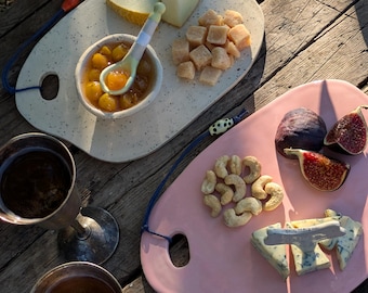 Handmade Ceramic Cheese Board Set – Platter, Bowl & Markers