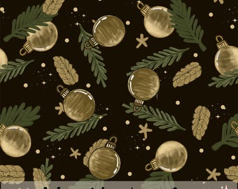 Elegant Gold Christmas Bauble Seamless Pattern | Luxury Holiday Digital Paper | Christmas Ornament Repeat | Festive Fabric & Wrapping Paper