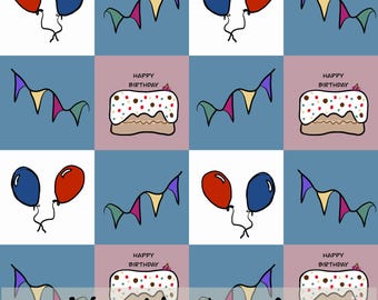 Patrón sin costuras de Feliz Cumpleaños, Papel digital de cumpleaños, Fondo de fiesta de tablero de ajedrez, Diseño de papel de regalo, Uso comercial