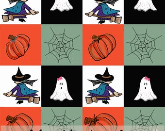 Halloween Seamless Pattern, Ghost & Pumpkin Digital Paper, Witch Print, Spooky Scrapbook supplies, Printable Background