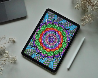 Unique Printable Mandala Coloring Pages - 5 Hand-Drawn Designs by Vesuteku (Digital download)