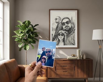 Retrato digital a lápiz personalizado en 4K a partir de tu foto | Descargable para lienzo/pintura | Servicio de bocetos a lápiz personalizados