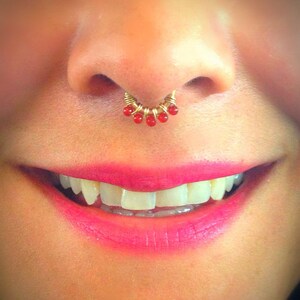 Choose your Gem Custom Septum Ring, 14k Gold/ Rose Gold/ Argentium Silver Nose Ring/ .930 Argentium silver