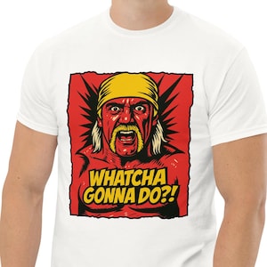 Retro Hulk Hogan Wrestling Tee – Bold Pop-Art &quot;WHATCHA GONNA DO?!&quot; Graphic Shirt
