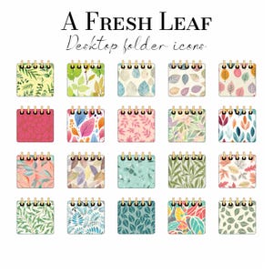Leafy Desktop Folder Icons | Mac, Windows Planner Stickers (Digital Download)