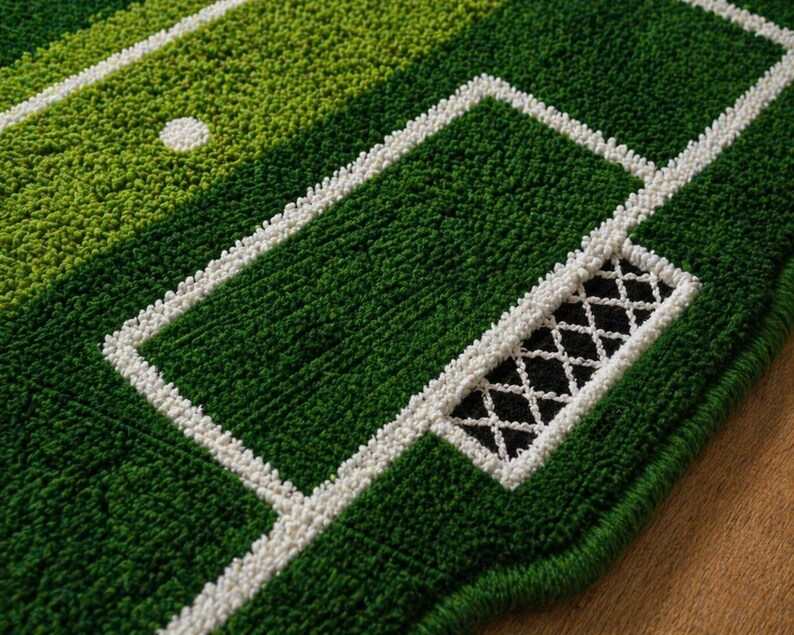 Hand-tufted Wool Soccer Field Area Rug, Kids Playroom Sports Decor Mat ...