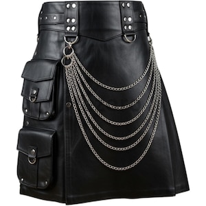 Black Faux Leather Skirt: Gothic Pleated or Utility Chains