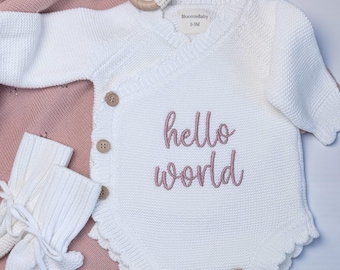 Baby Girl Coming Home Outfit, Hello World Romper, Newborn Girl Gift