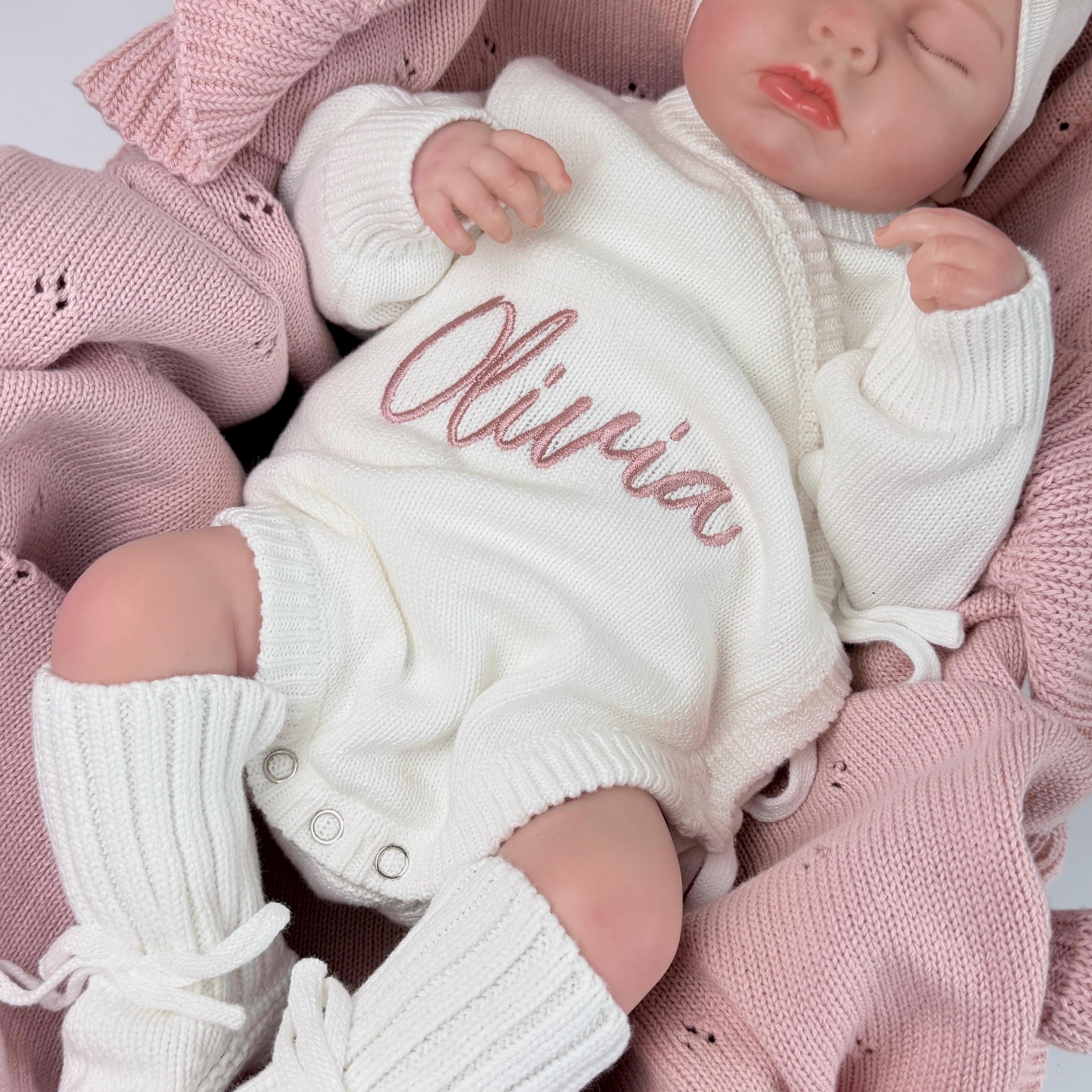 Personalized Baby Girl Coming Home Outfit, Newborn Set, Custom Name Romper, Booties, Blanket