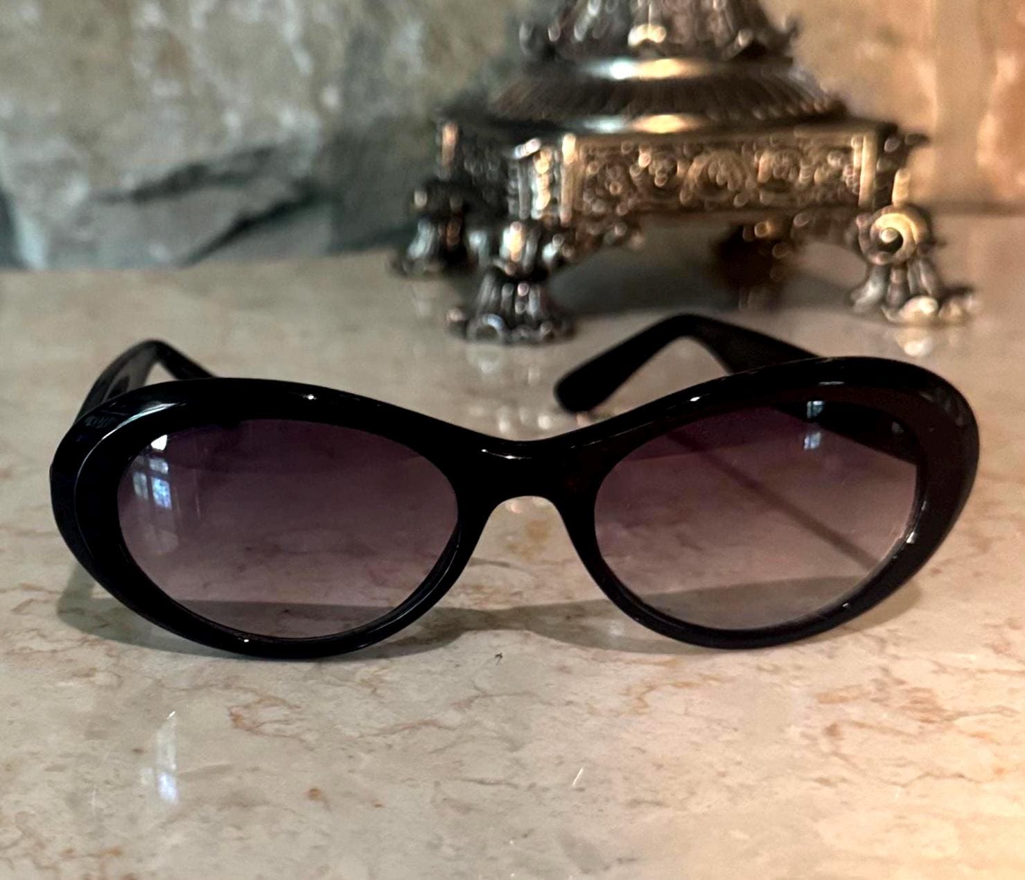 MARGARET JOSEPH Orange Sunglasses With Gold Accents UV400 What color prescription sunglasses for driving? main image 2