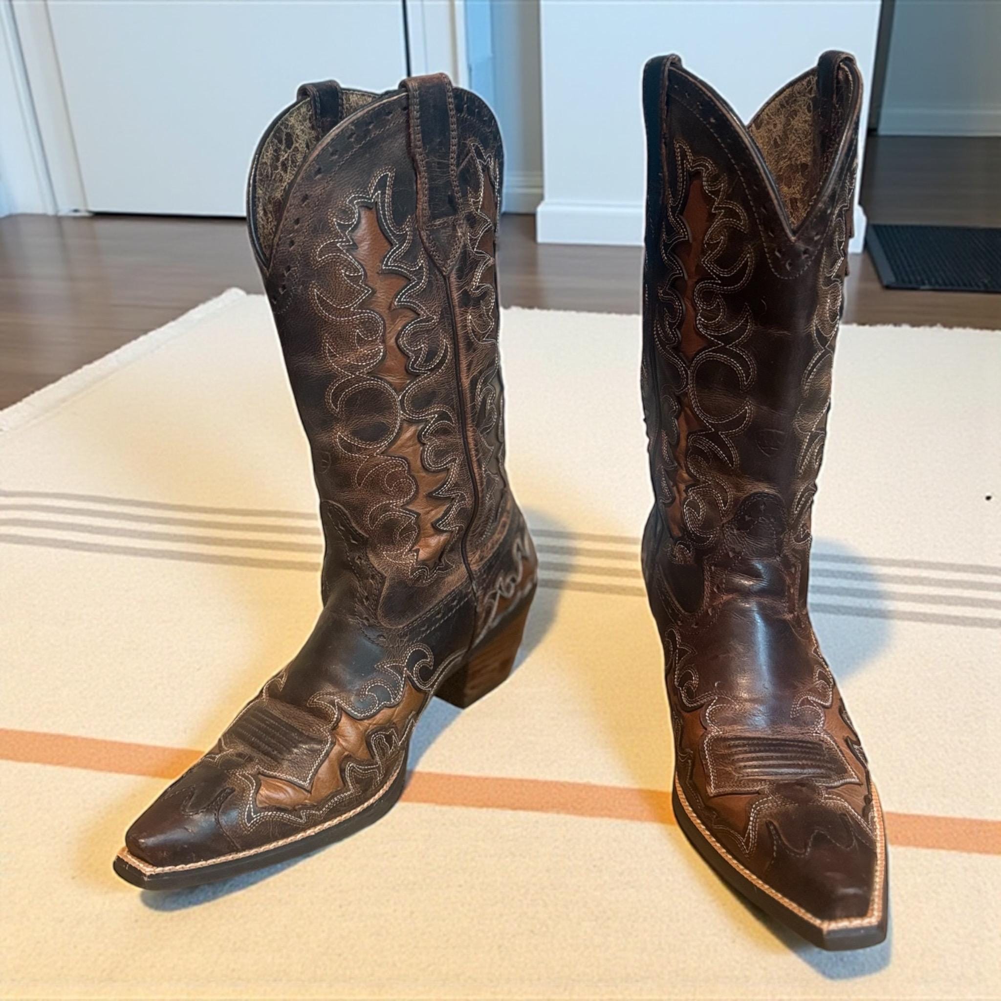 Ariat Dark Brown Leather Boots with Embroidery Ariat Chaparral Tall Brown And Gold Women main image 4