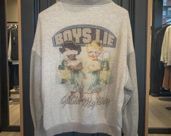 Boys Lie Oversized Hoodie, Vintage Graphic Pullover (XL)