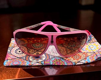Deadstock Vintage Pink White Aviator Sunglasses, 80s Oversized Shield NOS Eyewear