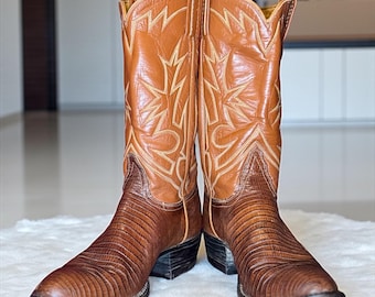 Botas vaqueras vintage Tony Lama Black Label de lagarto, años 80, para mujer, talla 5.5, hechas a mano en EE. UU.