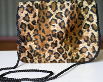 Bolso de hombro con estampado de leopardo de Whittall & Shon: Monedero vintage sin usar con correa de cordón