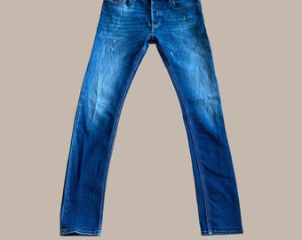 Diesel Tepphar Slim Fit Jeans Men Size 33 Blue Stretch Denim Distressed