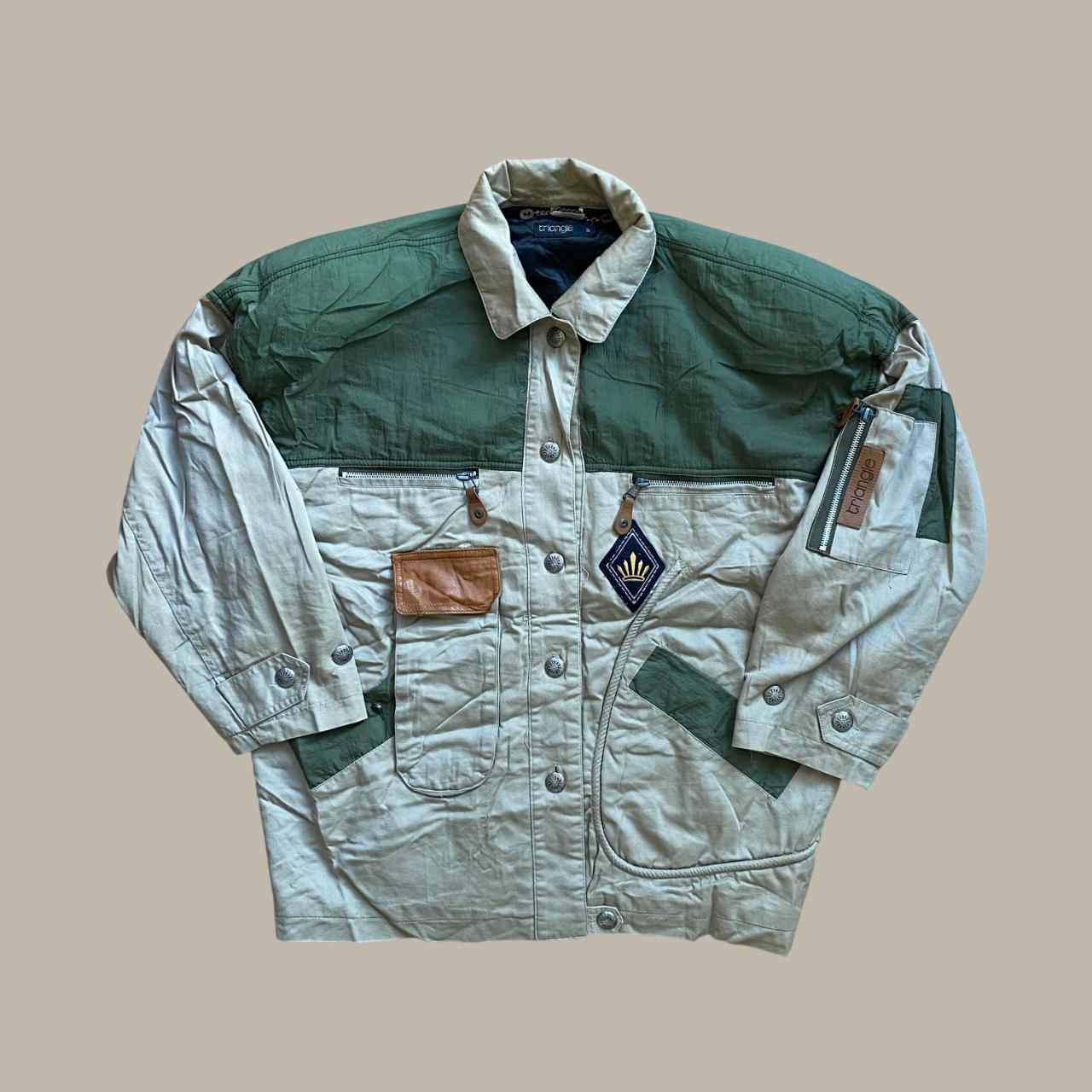 美品 DAKS ダックス 麻混 チェック ジャケット ブルゾン L 緑 ダブル 