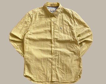 Jack Wills Gelb Gestreiftes Hemd Große Slim Fit Baumwolle Button Down Oxford Vintage Style