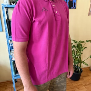 Camisa polo Kappa Magenta Rosa XXXL 3XL Masculina Manga Curta Casual Sportswear Top