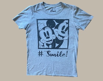 Disney Mickey & Minnie grijs T-shirt klein | Vintage T-shirt met glimlach voor dames