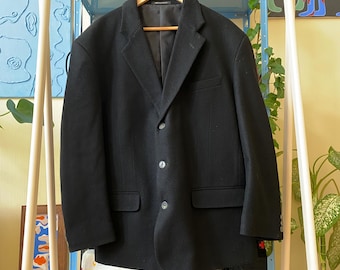 Vintage Wolle Mantel Männer Schwarze Wolle Kaschmir Style Jacke Made in England