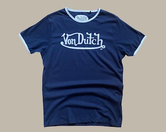 Vintage Von Dutch Y2K T Shirt Blau Kleine Streetwear Tee